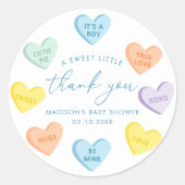 Little Sweetheart Candy Hearts Thank You Runder Aufkleber (Vorderseite)