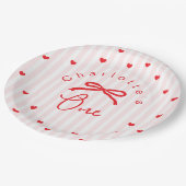 Little Sweetheart Coquette Bow 1st Birthday Pappteller (Schrägansicht)