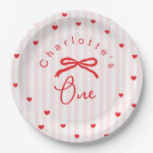 Little Sweetheart Coquette Bow 1st Birthday Pappteller (Vorderseite)