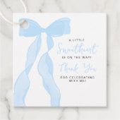 Little Sweetheart Elegant Blue Bow Baby Shower Geschenkanhänger (Vorderseite)