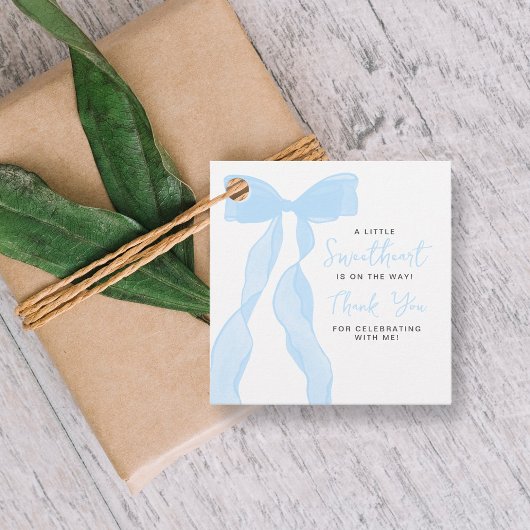 Little Sweetheart Elegant Blue Bow Baby Shower Geschenkanhänger