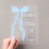 Little Sweetheart Elegant Blue Bow Birthday Party Acryleinladungen (Insitu (Handheld))