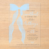 Little Sweetheart Elegant Blue Bow Birthday Party Acryleinladungen (Vorderseite)
