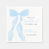 Little Sweetheart Elegant Blue Bow Birthday Party Serviette (Vorderseite)