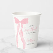 Little Sweetheart Elegant Pink Bow Baby Shower Pappbecher (Rückseite)