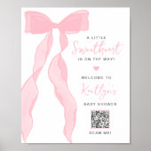Little Sweetheart Elegant Pink Bow Baby Shower Poster (Vorne)