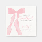 Little Sweetheart Elegant Pink Bow Birthday Party Serviette (Vorderseite)