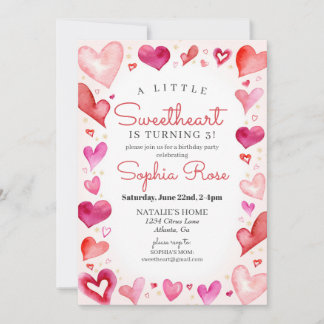 Little Sweetheart Februar Geburtstagsparty für Mäd Einladung