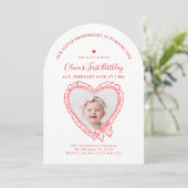 Little Sweetheart First Birthday Invitation Einladung (Stehend Vorderseite)