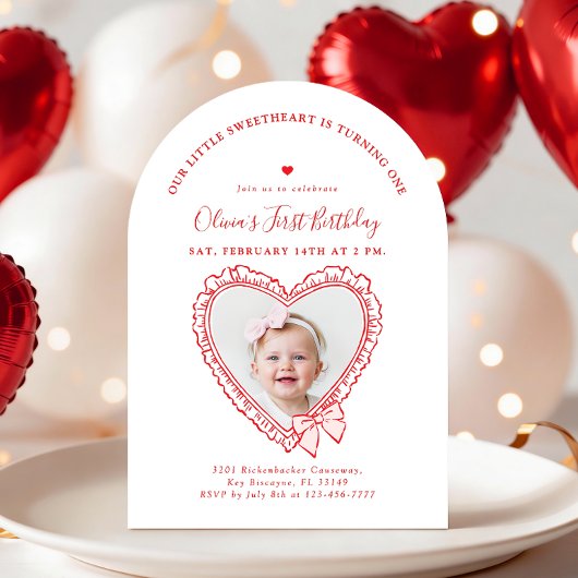 Little Sweetheart First Birthday Invitation Einladung