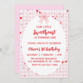 Little Sweetheart First Birthday Invitation. Einladung (Vorne/Hinten)