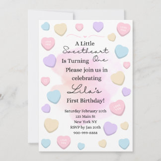 Little Sweetheart First Birthday Party Invitation Einladung