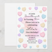 Little Sweetheart First Birthday Party Invitation Einladung (Vorne/Hinten)