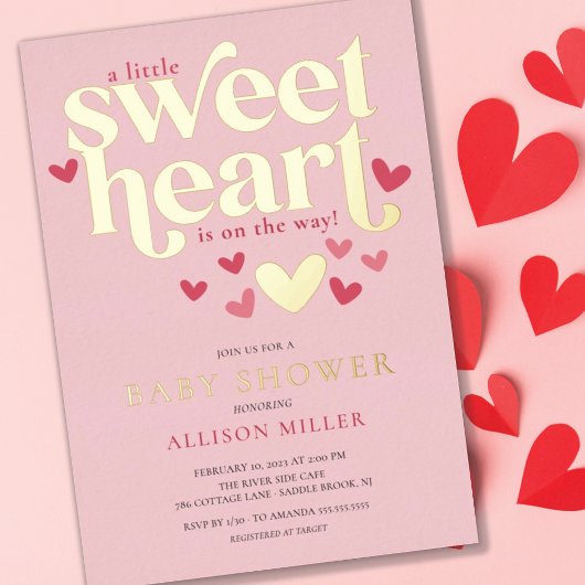 Little Sweetheart Girl Baby Dusche Folieneinladung