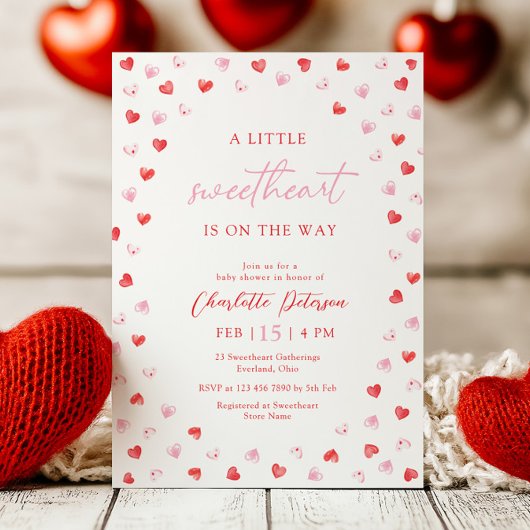 Little Sweetheart Girl Baby Shower Invitation Einladung