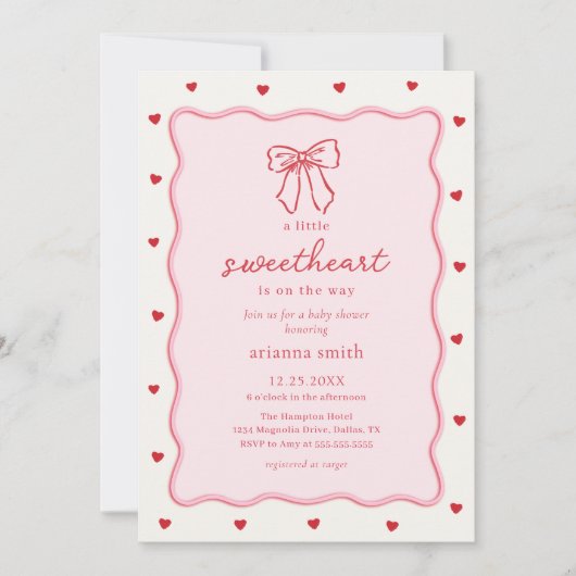 Little Sweetheart Girl Baby Shower Invitation Einladung (Vorderseite)