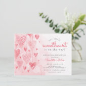 Little Sweetheart Hanging Hearts Girls Baby Dusche Einladung (Stehend Vorderseite)