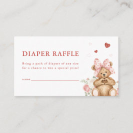 Little Sweetheart Heart Bear Diaper Raffle Card Begleitkarte