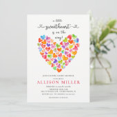 Little Sweetheart Hearts Girls Baby Dusche Invita Einladung (Stehend Vorderseite)