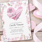 Little Sweetheart Herz und Blume Babydusche Einladung