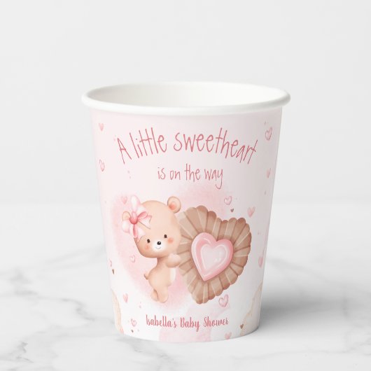Little Sweetheart Pink Baby Duschpapier Tassen Pappbecher (Rückseite)