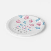 Little Sweetheart Pink & Blue Heart Gender Reveal Pappteller (Schrägansicht)