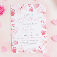 Little Sweetheart Pink Bow Baby Dusche Einladung
