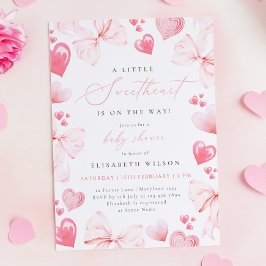 Little Sweetheart Pink Bow Baby Dusche Einladung