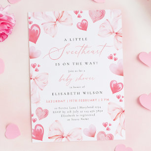 Little Sweetheart Pink Bow Baby Dusche Einladung