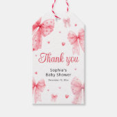 Little Sweetheart Pink Bow Baby Dusche Vielen Dank Geschenkanhänger (Vorderseite)