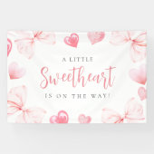 Little Sweetheart Pink Bow Baby Shower Backdrop Banner (Horizontal)