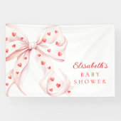 Little Sweetheart Pink Bow Baby Shower Backdrop Banner (Horizontal)