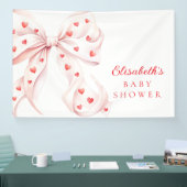 Little Sweetheart Pink Bow Baby Shower Backdrop Banner (Messe)