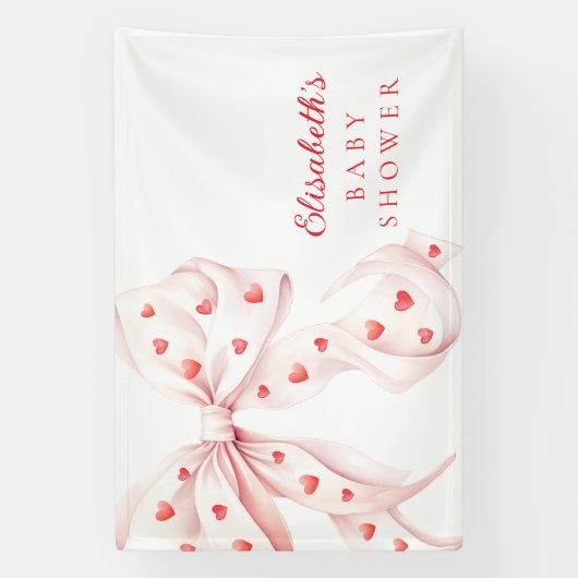 Little Sweetheart Pink Bow Baby Shower Backdrop Banner (Vertikal)
