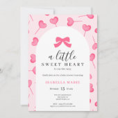 Little Sweetheart Pink Bow Baby Shower Einladung (Vorderseite)