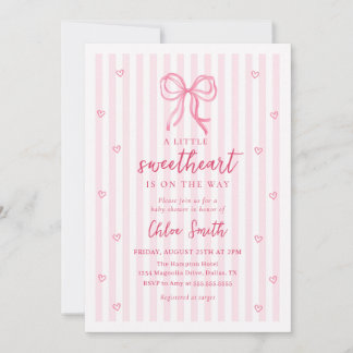 Little Sweetheart Pink Bow Baby Shower Invitation Einladung
