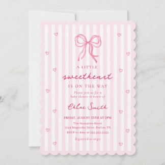 Little Sweetheart Pink Bow Baby Shower Invitation Einladung