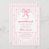 Little Sweetheart Pink Bow Baby Shower Invitation Einladung (Vorne/Hinten)