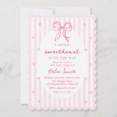 Little Sweetheart Pink Bow Baby Shower Invitation Einladung (Vorderseite)