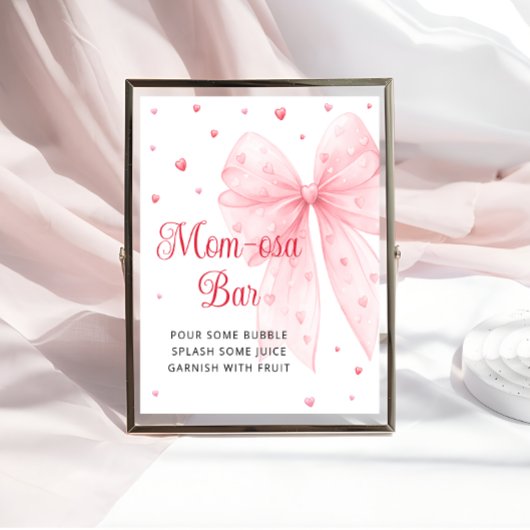 Little Sweetheart Pink Bow Baby Shower Mama-osa Ba Poster