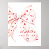 Little Sweetheart Pink Bow Baby Shower Welcome Poster (Vorne)