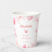 Little Sweetheart Pink Bow Girl Baby Shower Pappbecher (Rückseite)