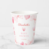 Little Sweetheart Pink Bow Girl Baby Shower Pappbecher (Vorderseite)