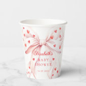 Little Sweetheart Pink Bow Girl Baby Shower Pappbecher (Rückseite)