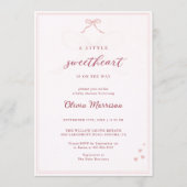 Little Sweetheart Pink Bow Photo Baby Shower Einladung (Vorderseite)