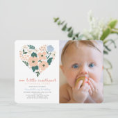 Little Sweetheart Pink Floral 1st Birthday Photo Einladung (Stehend Vorderseite)