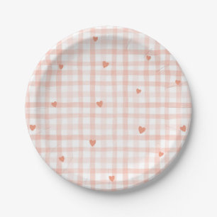 Little Sweetheart Pink Gingham Valentines Pappteller