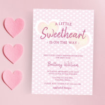 Little Sweetheart Pink Girl Hearts Baby Dusche