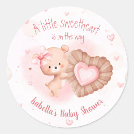 Little Sweetheart Pink Heart Girl Baby Dusche Runder Aufkleber