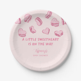 Little Sweetheart Pink Heart Macarons Baby Dusche Pappteller